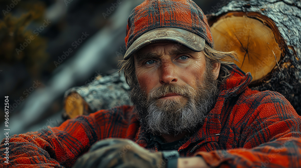 Professional photo of the lumberjack after a hard day's work. Professional photo of the lumberjack after a hard day's work.