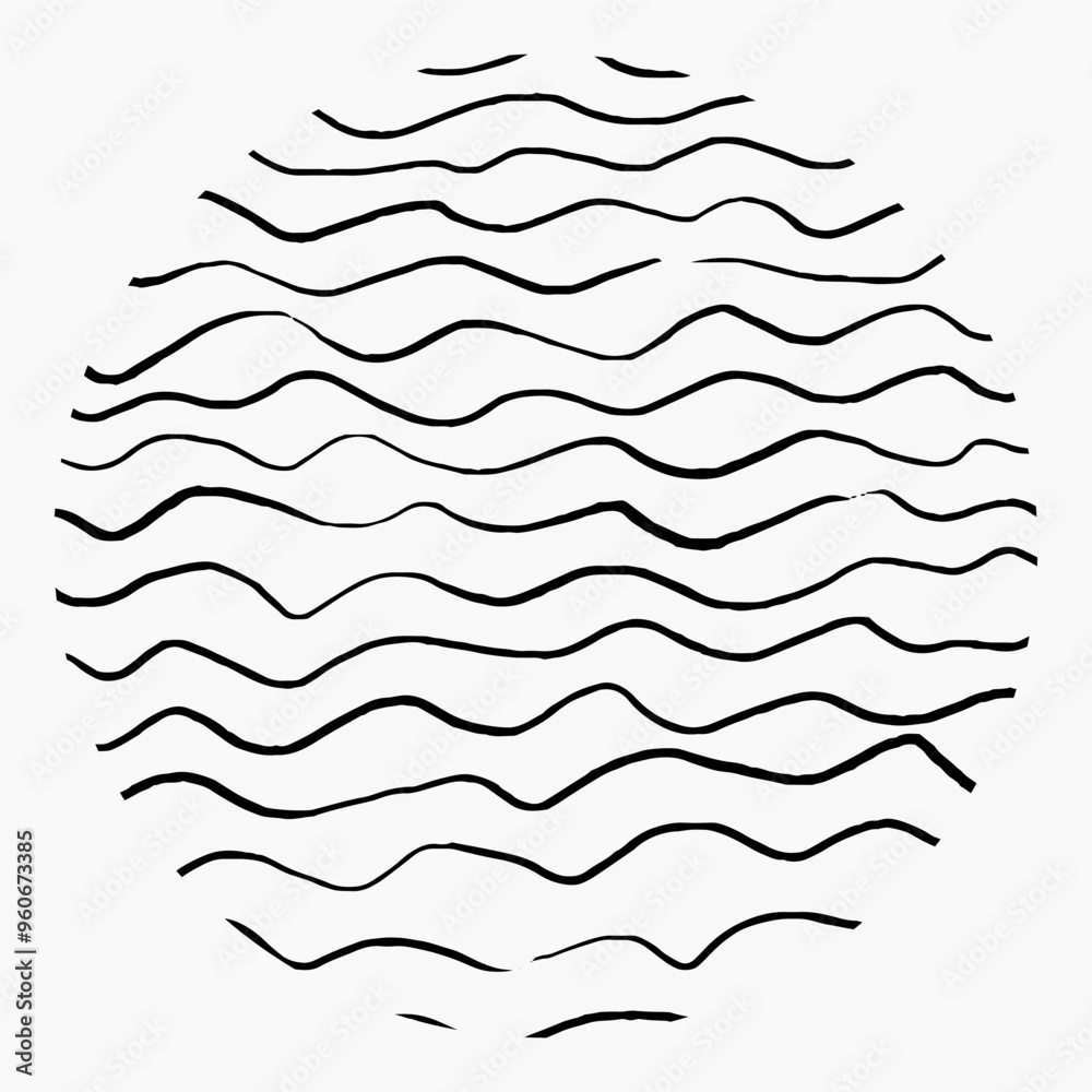 Round element with pencil hatching, doodle pattern on white background. Hand drawn circle, crosshatch, curved waves, chaotic lines. Round element with pencil hatching, doodle pattern on white background. Hand drawn circle, crosshatch, curved waves, chaotic lines.