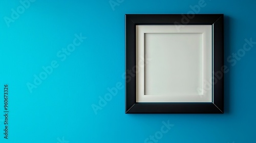 empty modern picture frame on color wall