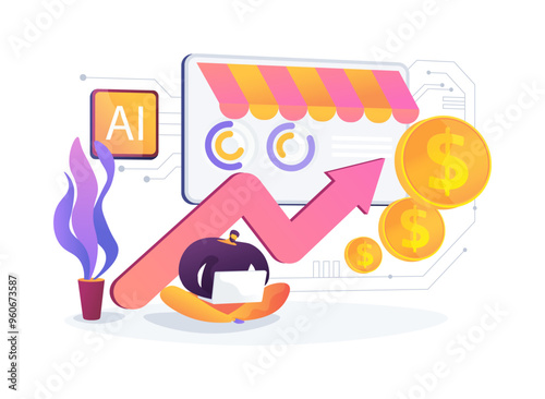 AI-Improved Sales Forecasting abstract concept vector illustration.