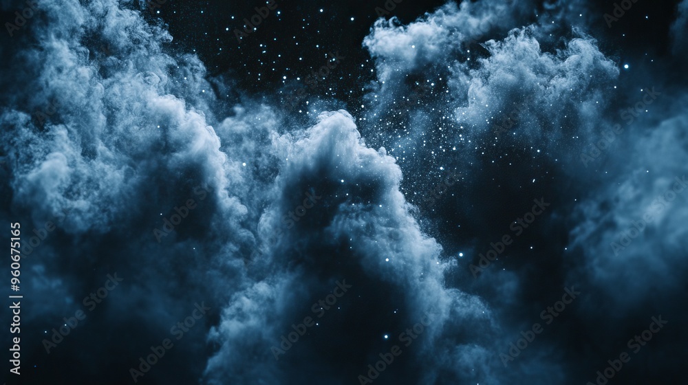 A blue and white dust particle background, with subtle shimmers floating in the air, a texture effect of dark glitter powder, an abstract sand overlay backdrop, cosmic stars grain, and a fantasy A blue and white dust particle background, with subtle shimmers floating in the air, a texture effect of dark glitter powder, an abstract sand overlay backdrop, cosmic stars grain, and a fantasy