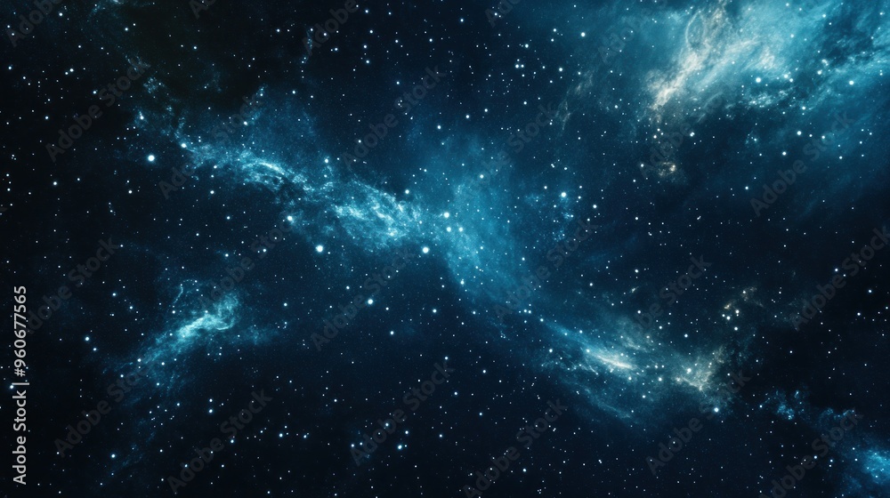 Blue Nebula and Stars in the Vastness of Space