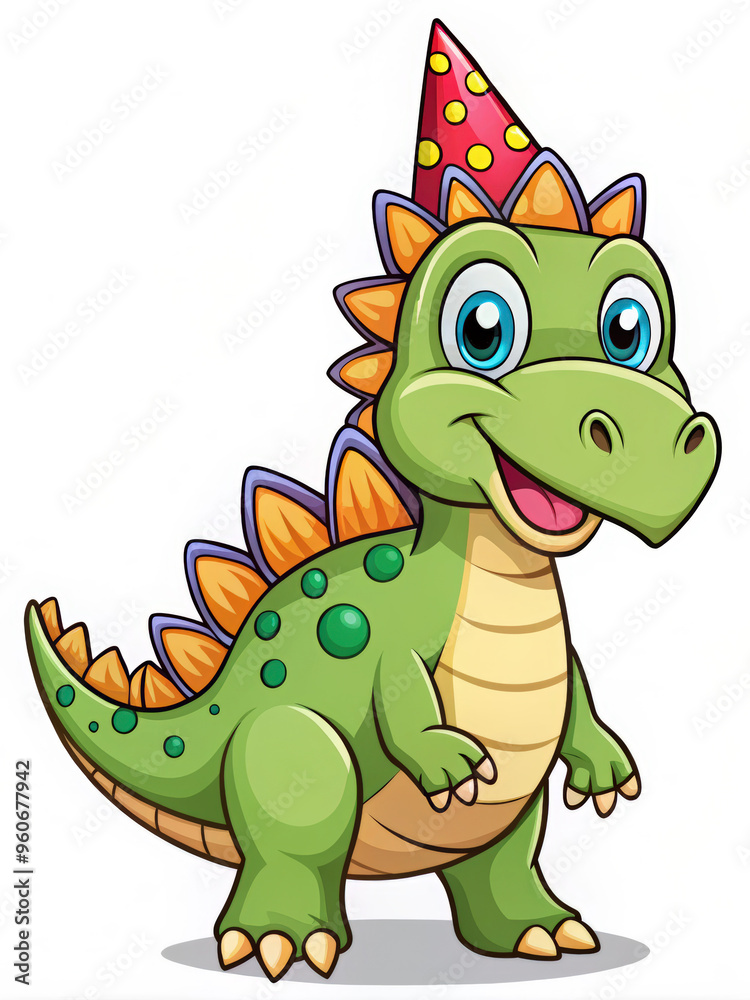 Happy Cartoon Stegosaurus in a Party Hat
Happy Cartoon Stegosaurus in a Party Hat