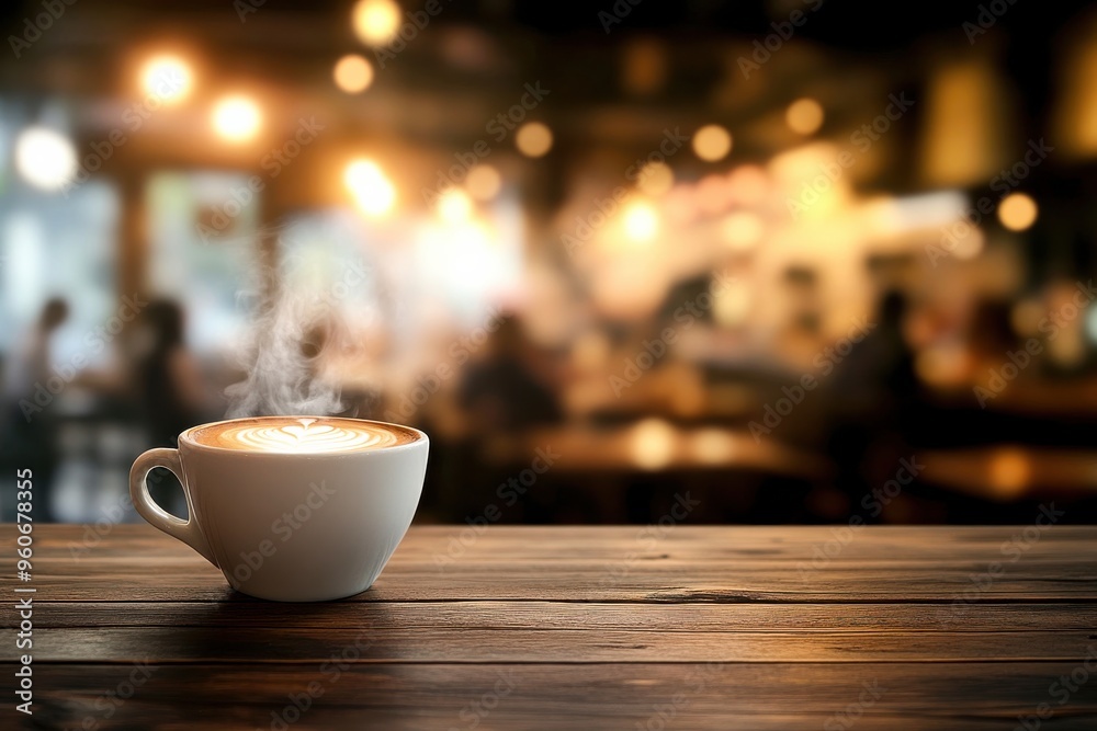 A warm cup of coffee releases steam in a vibrant café atmosphere, where patrons engage in friendly conversations and leisurely moments amidst soft, glowing lights A warm cup of coffee releases steam in a vibrant café atmosphere, where patrons engage in friendly conversations and leisurely moments amidst soft, glowing lights