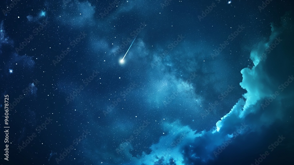 starry night sky with a meteor streaking starry night sky with a meteor streaking