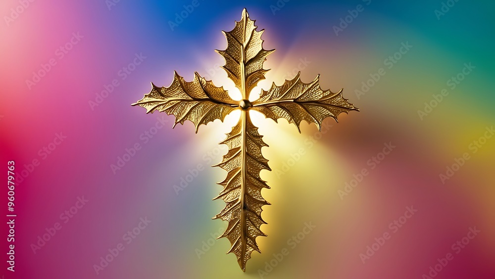Ornate Golden Cross Against Serene Dawn Sky - Spiritual Symbolism Art, Religious Faith Iconography, Inspirational Christian Imagery, Tranquil Cloud Background, Holy Object Representation Ornate Golden Cross Against Serene Dawn Sky - Spiritual Symbolism Art, Religious Faith Iconography, Inspirational Christian Imagery, Tranquil Cloud Background, Holy Object Representation