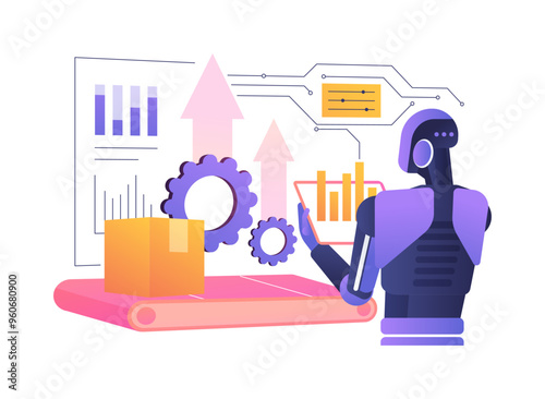 AI-Driven Production Efficiency abstract concept vector illustration.