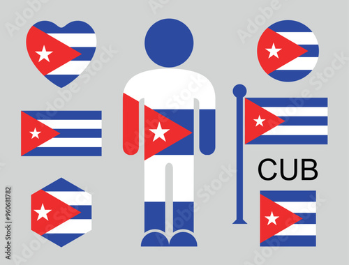 Cuban flag. Isolated Cuban flag on white background