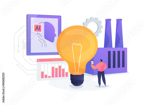 AI-Analyzed Energy Consumption abstract concept vector illustration.