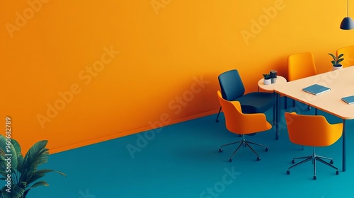 Fototapeta Naklejka Na Ścianę i Meble -  Business innovation hub, dynamic coworking space with creative elements, 3D illustration