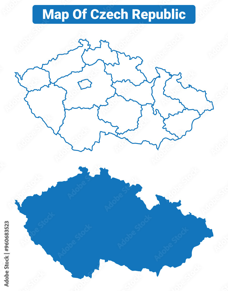 Czech Republic simple flat vector map outline style illustration set Czech Republic simple flat vector map outline style illustration set