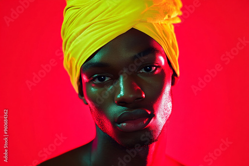 Native dressed African men head tie