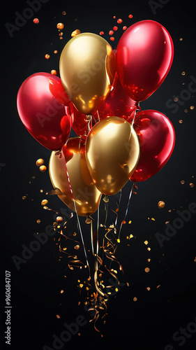 balloons with particles wallpaper banner template