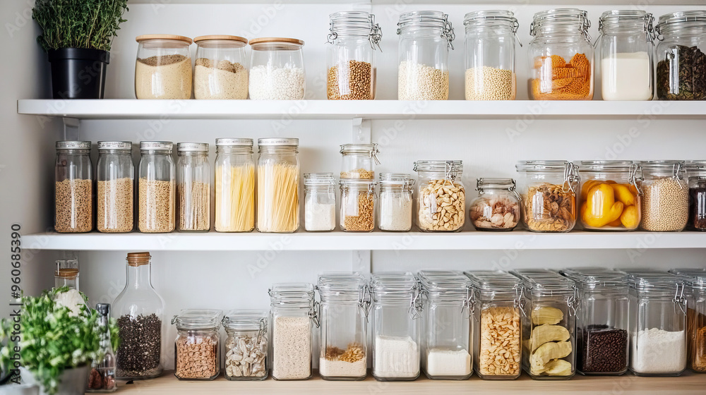 Shelf and space for storing food in the house, organizing pantry space, home interior design Shelf and space for storing food in the house, organizing pantry space, home interior design