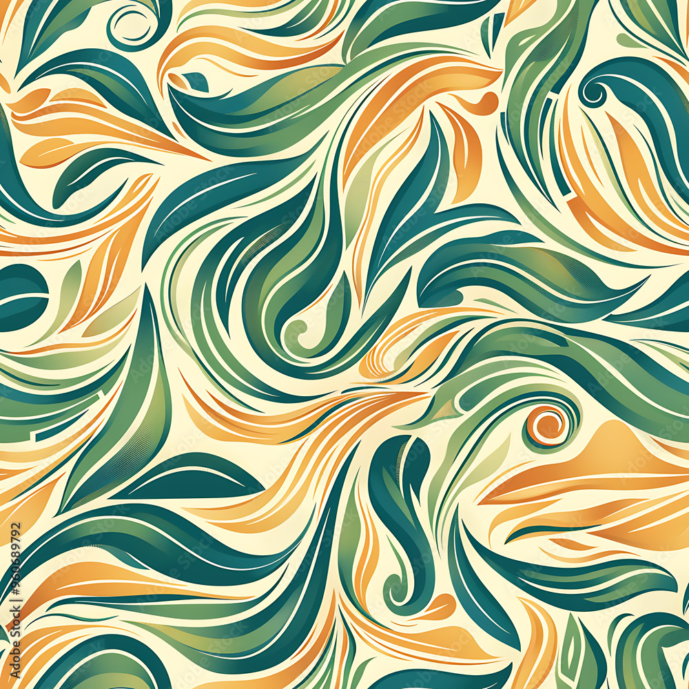 Fototapeta premium Colorful Organic Swirl Seamless Tile