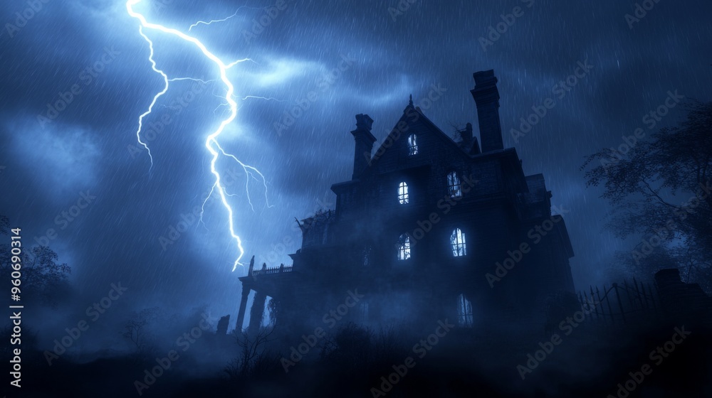 A Haunted Mansion Under a Stormy Sky A Haunted Mansion Under a Stormy Sky