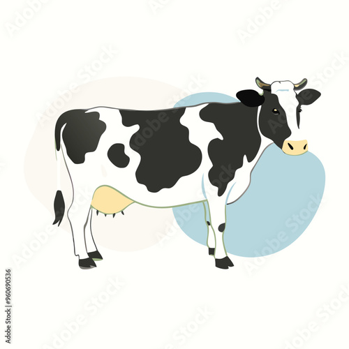 a cute cartoon cow silhouette, vector illustration on isolated background, 