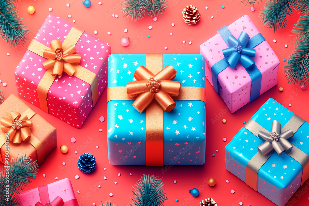 Gift boxes on a red background Gift boxes on a red background