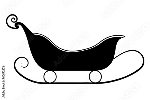 Santa Claus sleigh icons. Christmas sleigh silhouette collection. Sledge of santa claus shapes. Black sleigh silhouettes