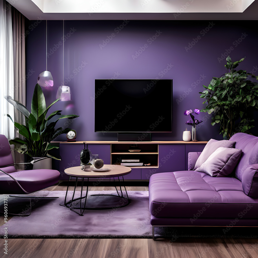 Modern interior living room with sofa, coffee table and lcd tv Modern interior living room with sofa, coffee table and lcd tv