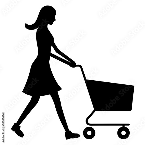 black Friday shopping svg vector woman with shopping cart,shopping