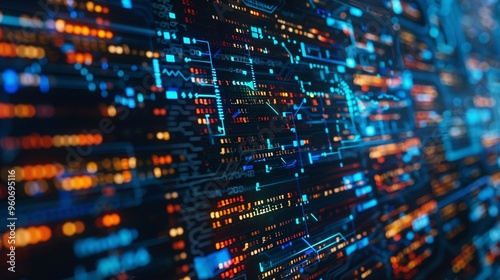 Wallpaper Mural Abstract Digital Code Background with Glowing Lines and Patterns Torontodigital.ca