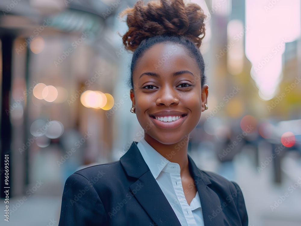 Young black African American business woman in city Young black African American business woman in city