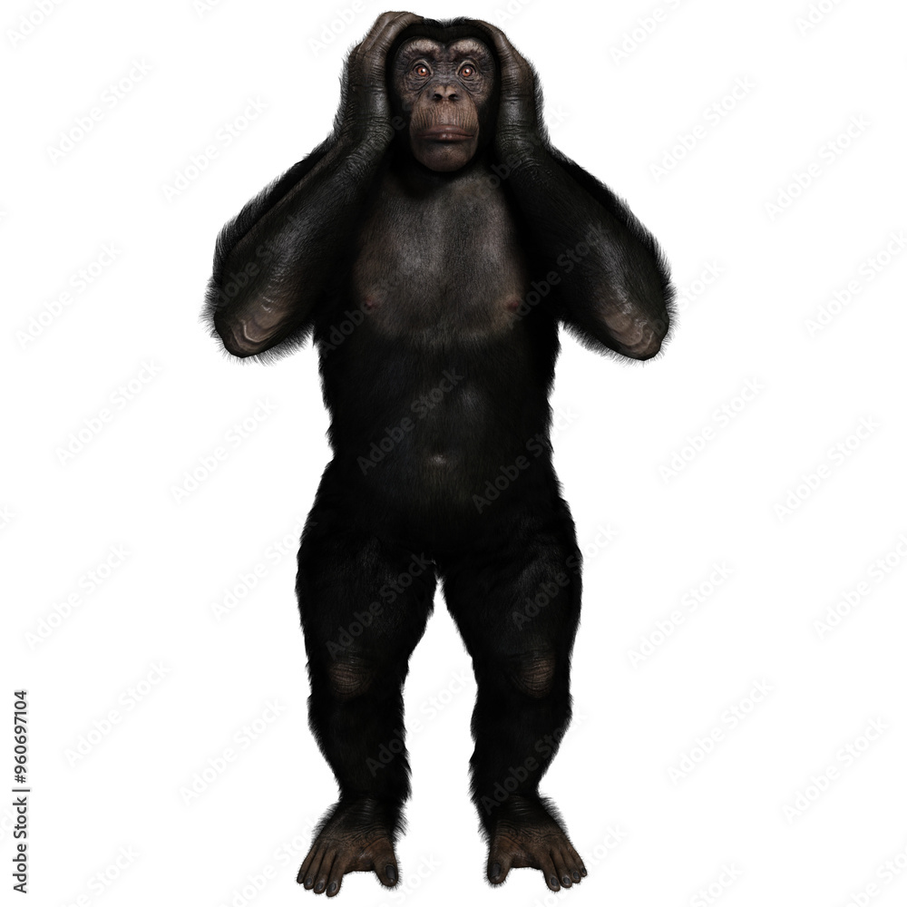 3D rendered illustration of a chimpanzee isolated on a transparent background 3D rendered illustration of a chimpanzee isolated on a transparent background