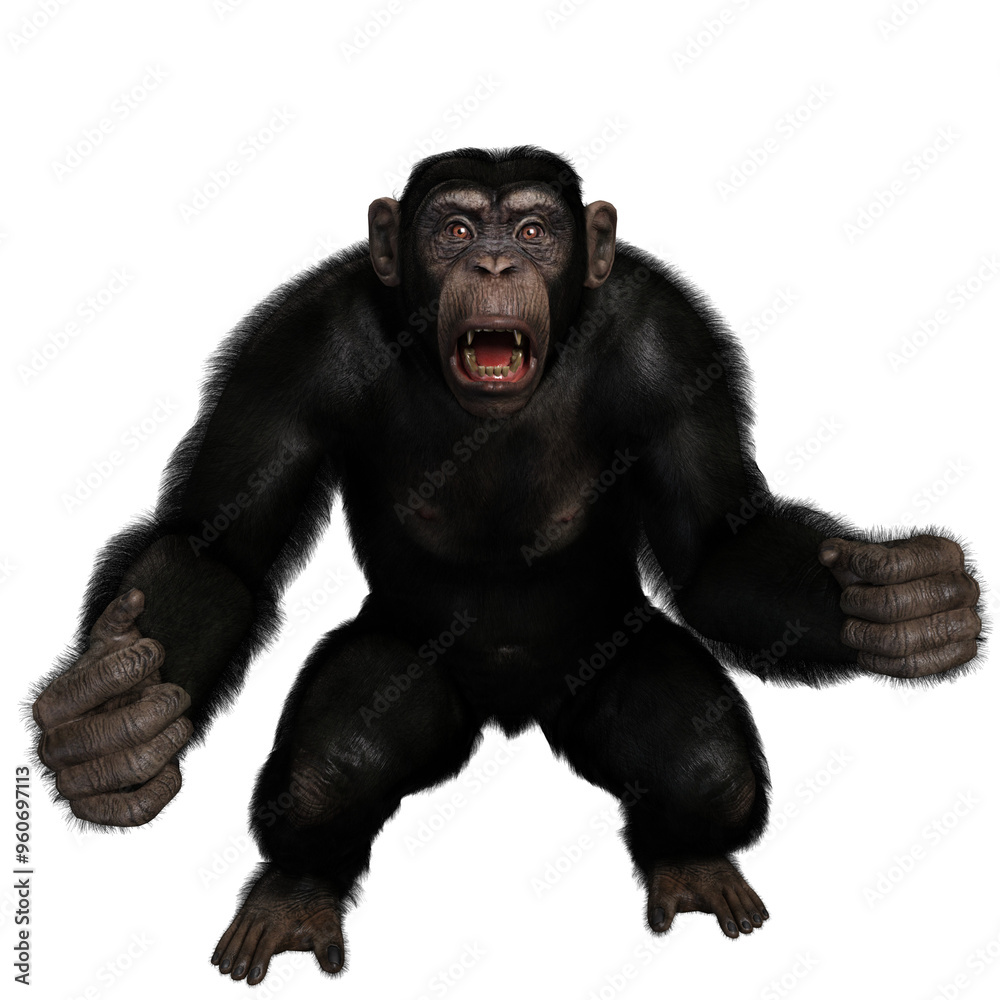 3D rendered illustration of a chimpanzee isolated on a transparent background 