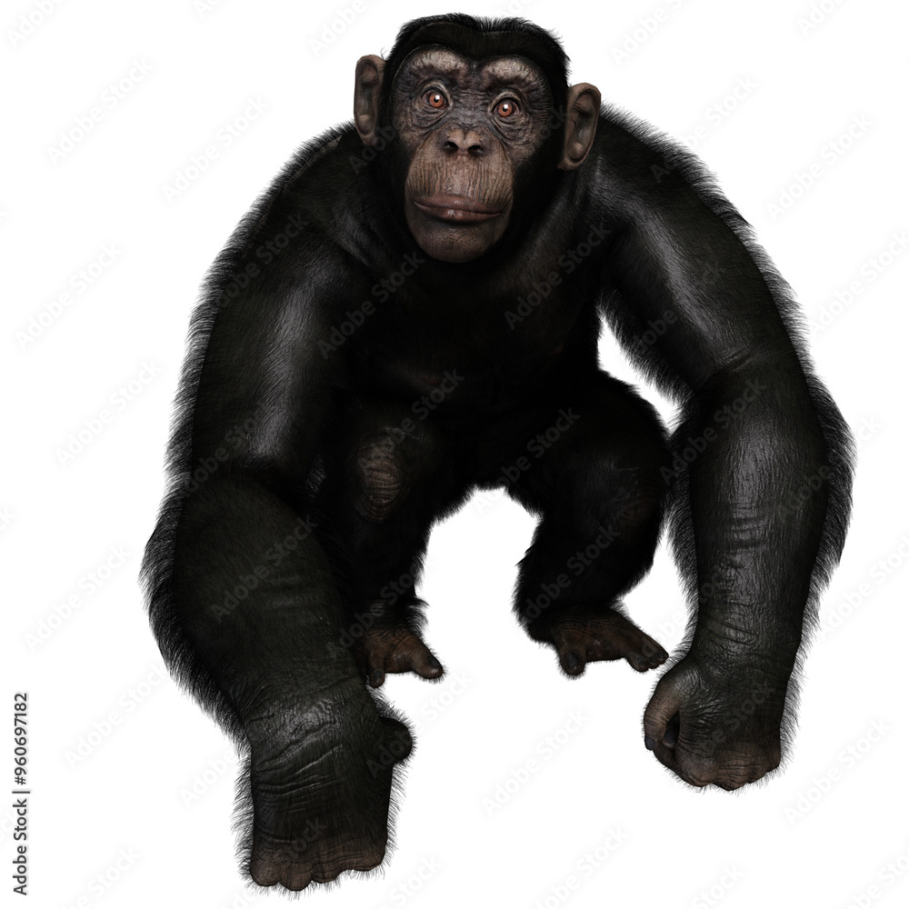 3D rendered illustration of a chimpanzee isolated on a transparent background 3D rendered illustration of a chimpanzee isolated on a transparent background
