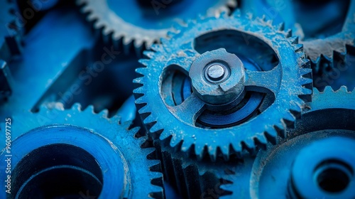 abstract blue background with gears