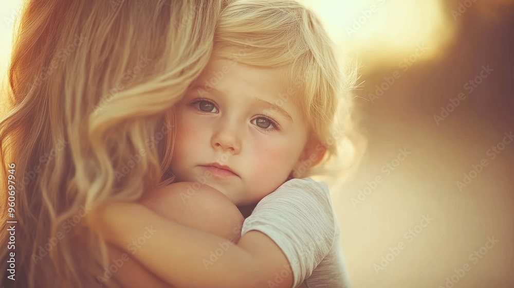 A child is gently held by a parent, showcasing a tender connection during a peaceful dusk A child is gently held by a parent, showcasing a tender connection during a peaceful dusk