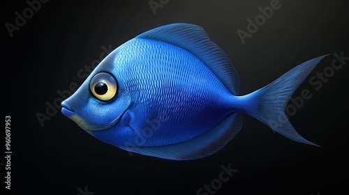 A Vibrant Blue Fish with Big Eyes