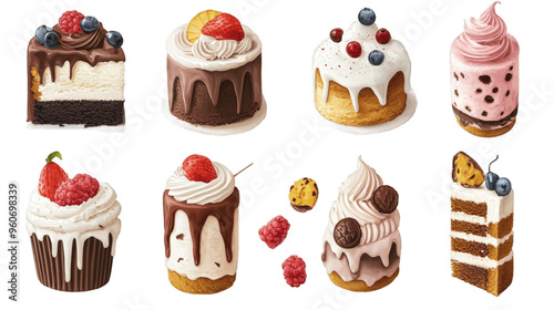 Collection of ice cream cake topview fulllength PNG