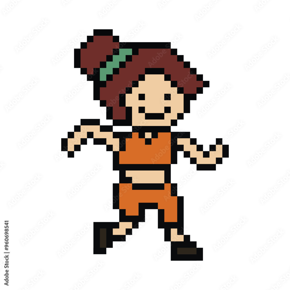 Cute pixel cartoon 8bit character woman lady run or running jog cardio lifestyle for decoration life style 8 bit female jog marathon exercise png vector. Cute pixel cartoon 8bit character woman lady run or running jog cardio lifestyle for decoration life style 8 bit female jog marathon exercise png vector.
