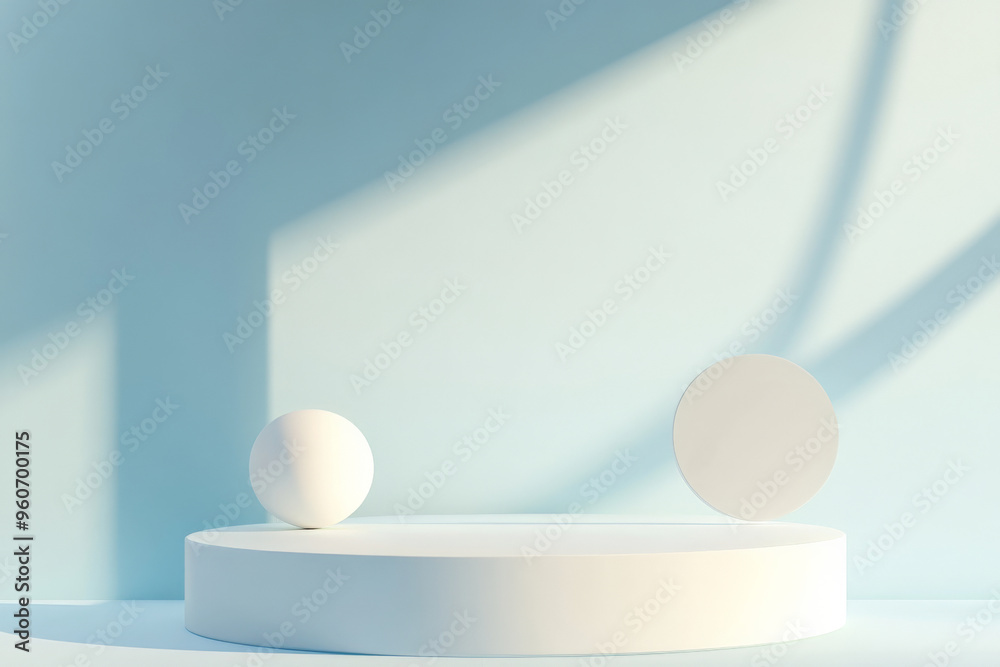 A matte white podium with clean lines, set against a soft, gradient background that transitions from light blue to white, creating a calm and peaceful atmosphere. A matte white podium with clean lines, set against a soft, gradient background that transitions from light blue to white, creating a calm and peaceful atmosphere.
