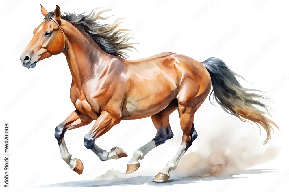Obraz premium run horse pencil hand drawn isolated white background