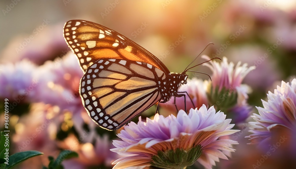 Obraz premium Close-up of a butterfly on a flower