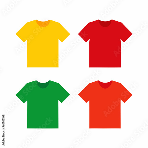 Set of 4 different t-shirt, white background photo
