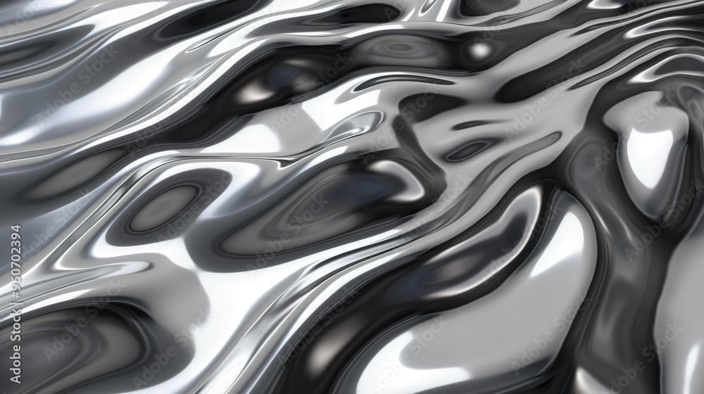 Lustrous metallic silver wavy texture with brilliant shiny reflections, ideal for contemporary designs and artistic applications Lustrous metallic silver wavy texture with brilliant shiny reflections, ideal for contemporary designs and artistic applications