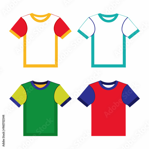 Set of 4 different t-shirt, white background photo