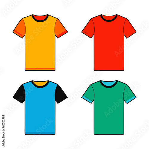 Set of 4 different t-shirt, white background photo