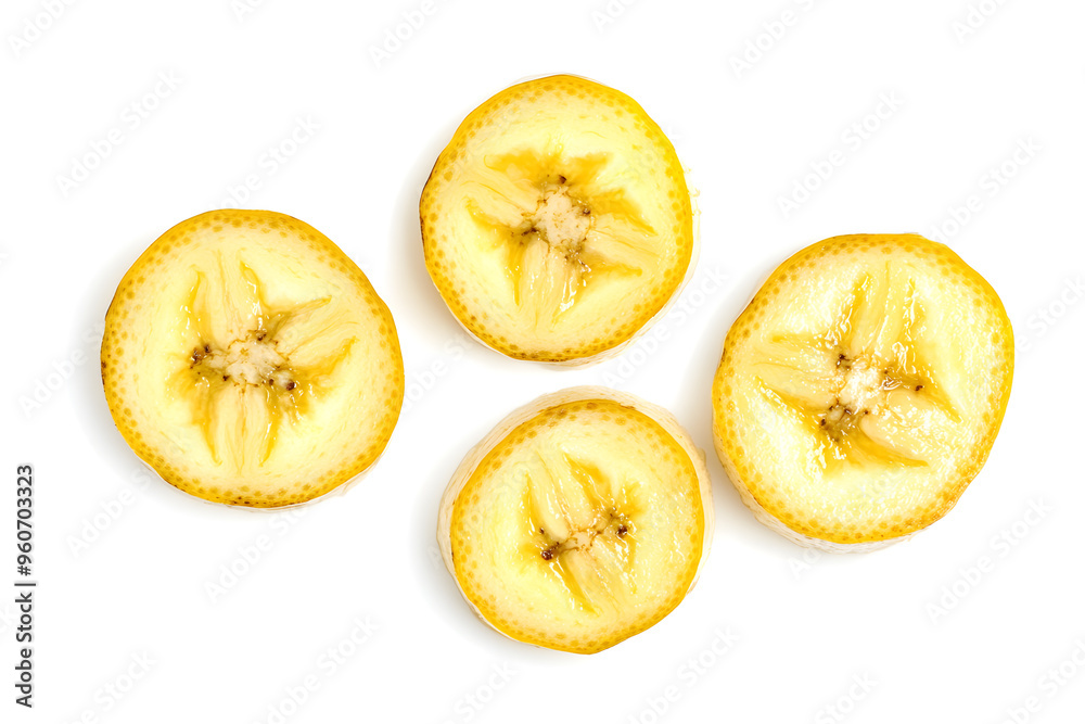 Banana slices isolated on white background Banana slices isolated on white background