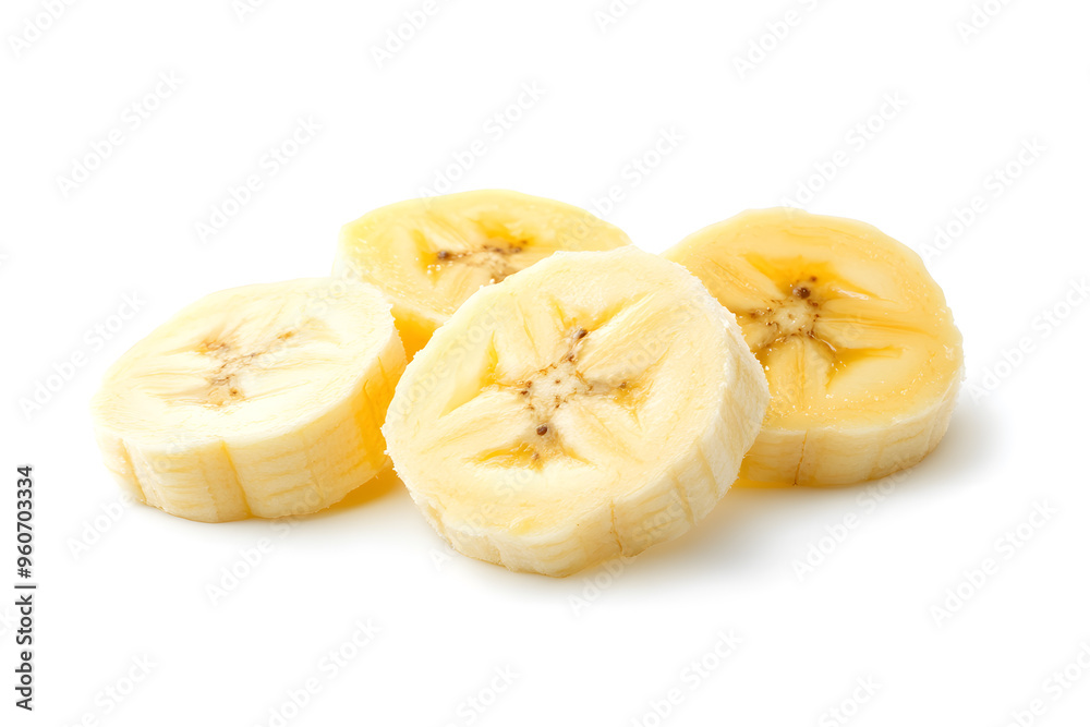 Banana slices isolated on white background Banana slices isolated on white background