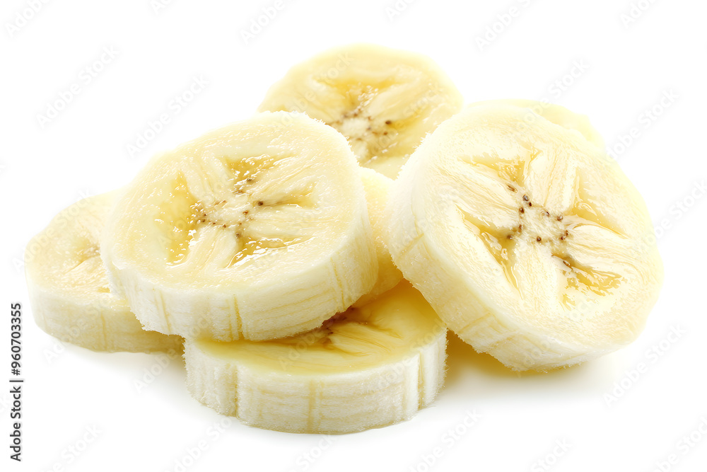 Banana slices isolated on white background Banana slices isolated on white background