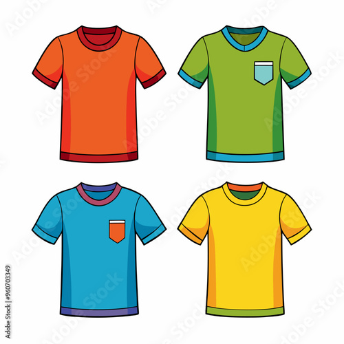 Set of 4 different t-shirt, white background photo