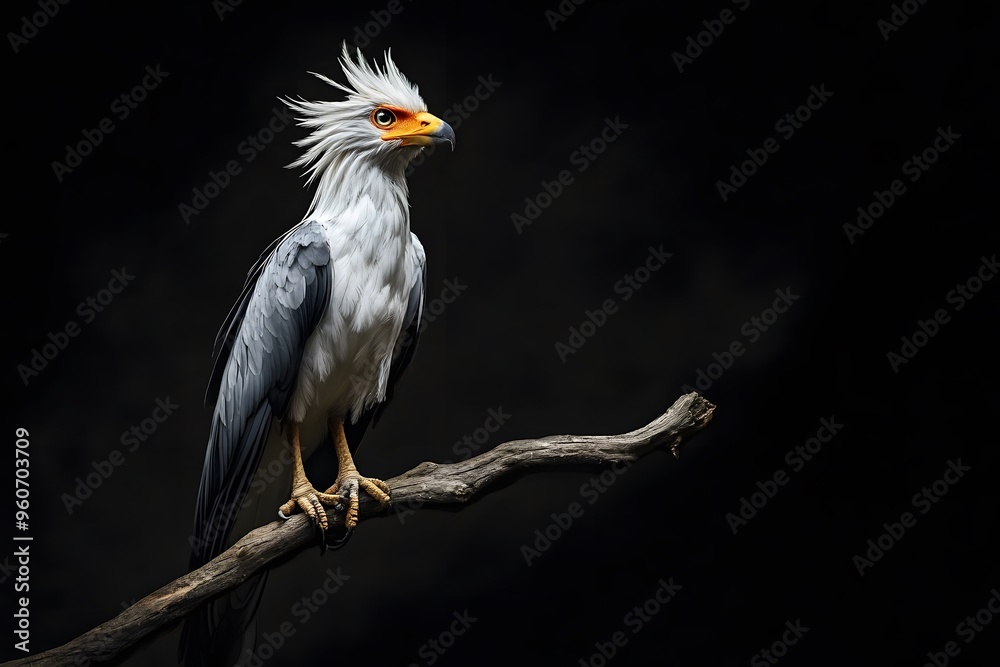 Secretary Bird Perched on a Tree with Black Background, Photo Realistic, Wallpaper, Cover and Screen for Smartphone, PC, Laptop, 9:16 and 16:9 Format Secretary Bird Perched on a Tree with Black Background, Photo Realistic, Wallpaper, Cover and Screen for Smartphone, PC, Laptop, 9:16 and 16:9 Format