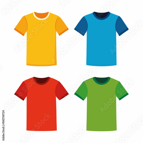 Set of 4 different t-shirt, white background photo