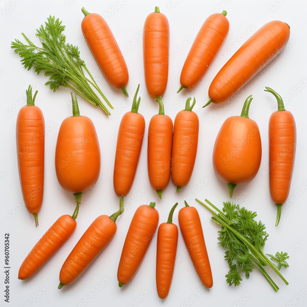 Fresh Carrots on White Background