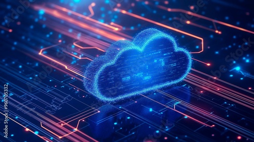 Obraz na płótnie abstract cloud computing background with blue lines w salonie